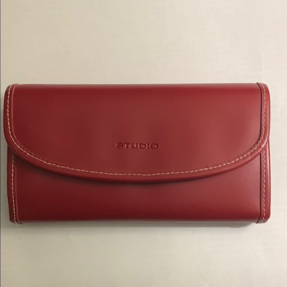 Studio Red Leather Wallet Minimalist Design